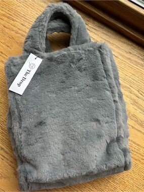 NEW The Drop Bella Gray Faux Fur Tote Bag